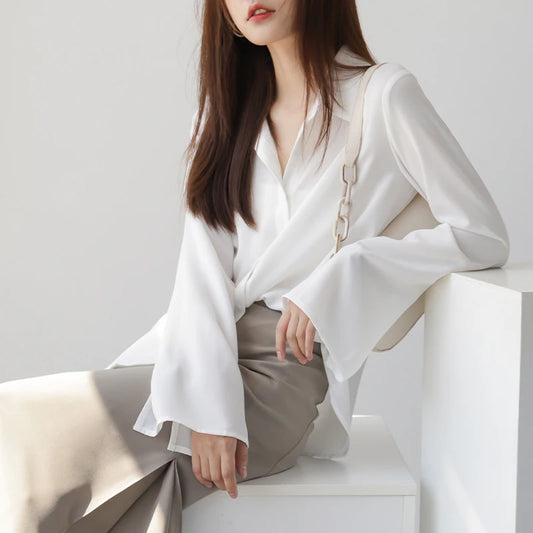 Venice | Chiffon Blouse Long Flare Sleeve - TrendHavenCo