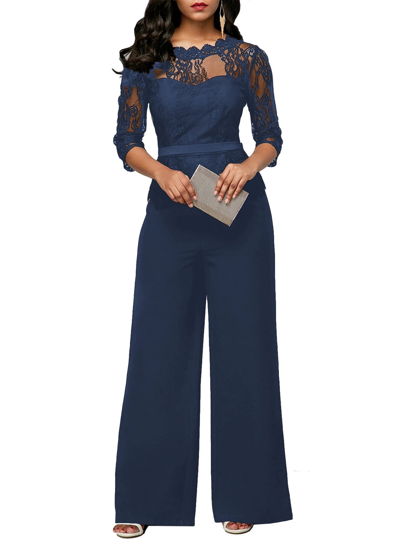 Gabrielle | short sleeved lace jumpsuit