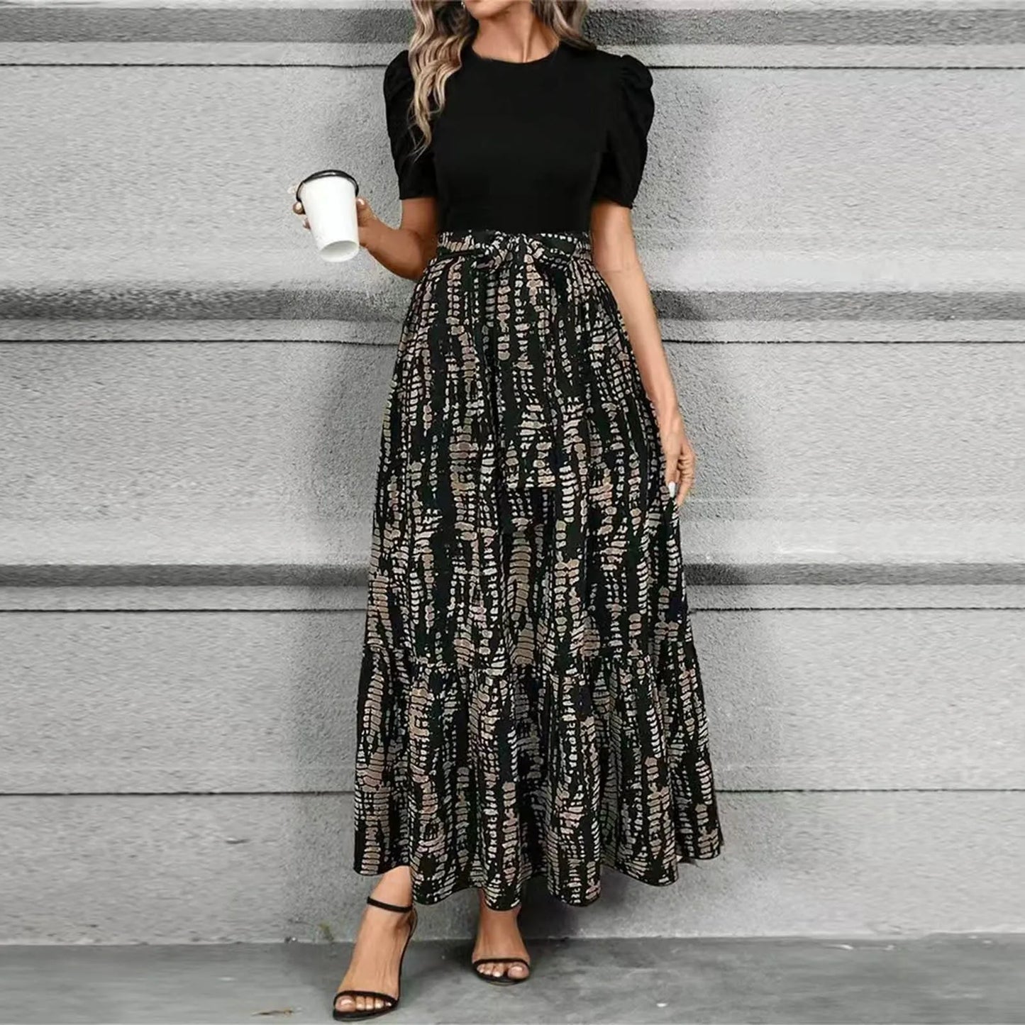 Amy | High Waist Floral Print Dress