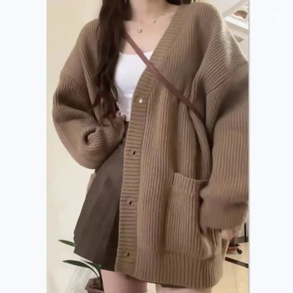 Sara | Long Sleeve V-neck Loose Knitted Jackets