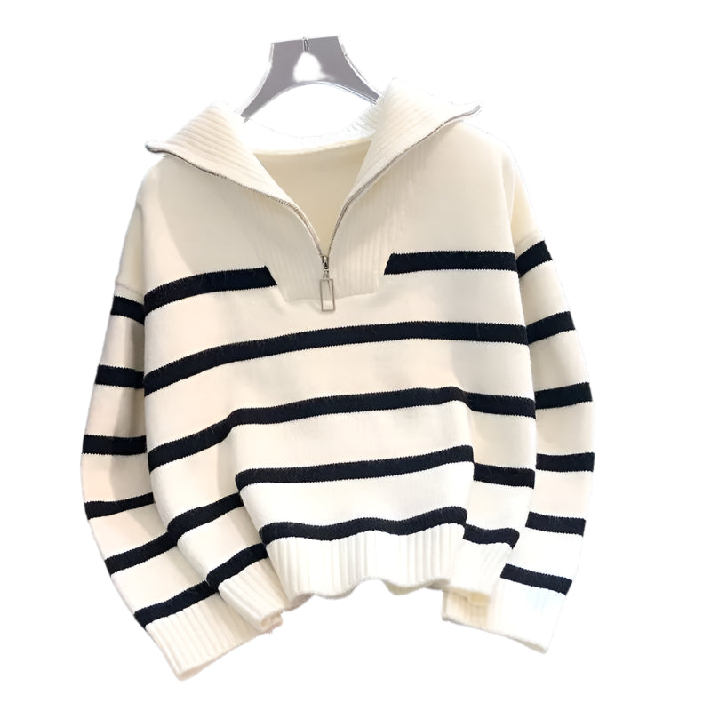 Wrenley | Zipper Stripe Underlay Pullover Sweater
