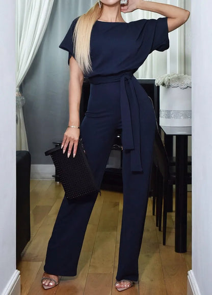 Marlee | Round Neck Lace-up Bodysuit Jumpsuit