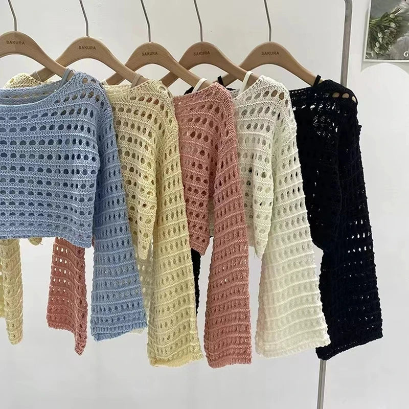 Michelle | Long Sleeve Crochet Knit Top