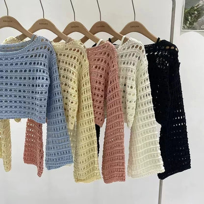 Michelle | Long Sleeve Crochet Knit Top