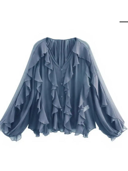 Briella | Loose Long Sleeve Layered Ruffles Blouses