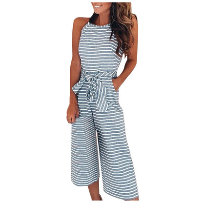 Monroe | Slim Fit Round Neck Sleeveless Jumpsuit