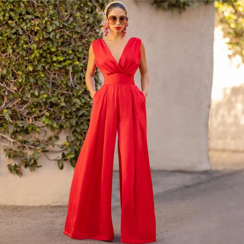 Mylah | Sleeveless Sexy Deep V-neck Jumpsuits