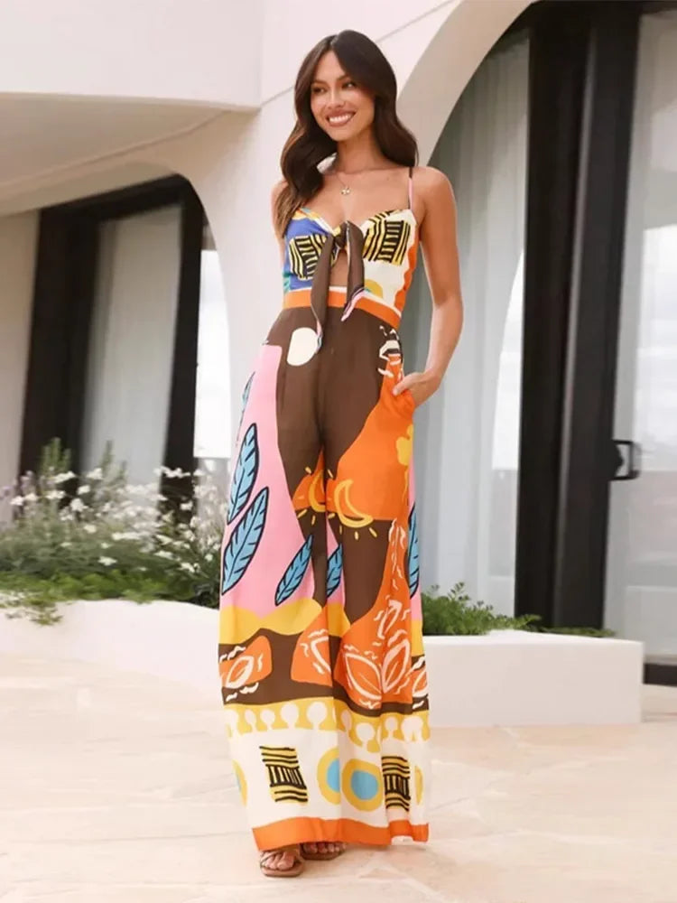 Allie | V-neck Beach Romper Straight Leg