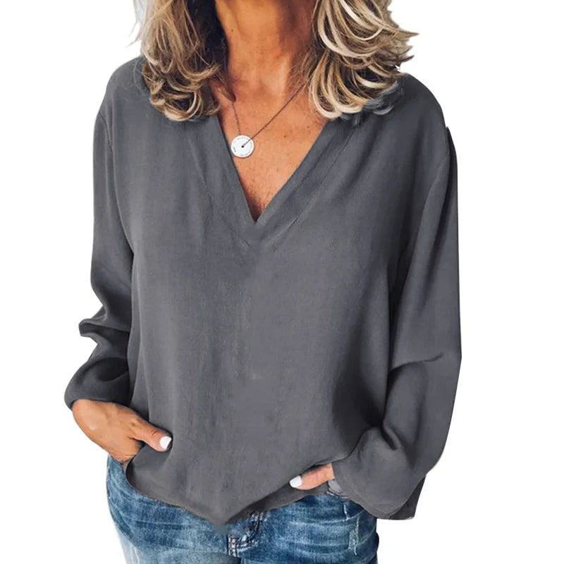 Marie | Loose Stitching V-neck Pullover - TrendHavenCo