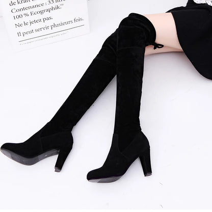 Scarlett | Stretch Fabrics High Heel Slip on Boots - TrendHavenCo