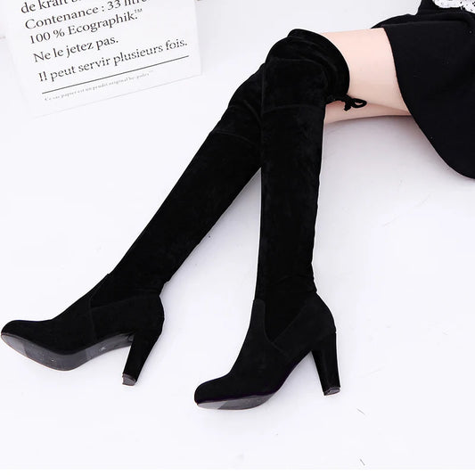 Scarlett | Stretch Fabrics High Heel Slip on Boots - TrendHavenCo