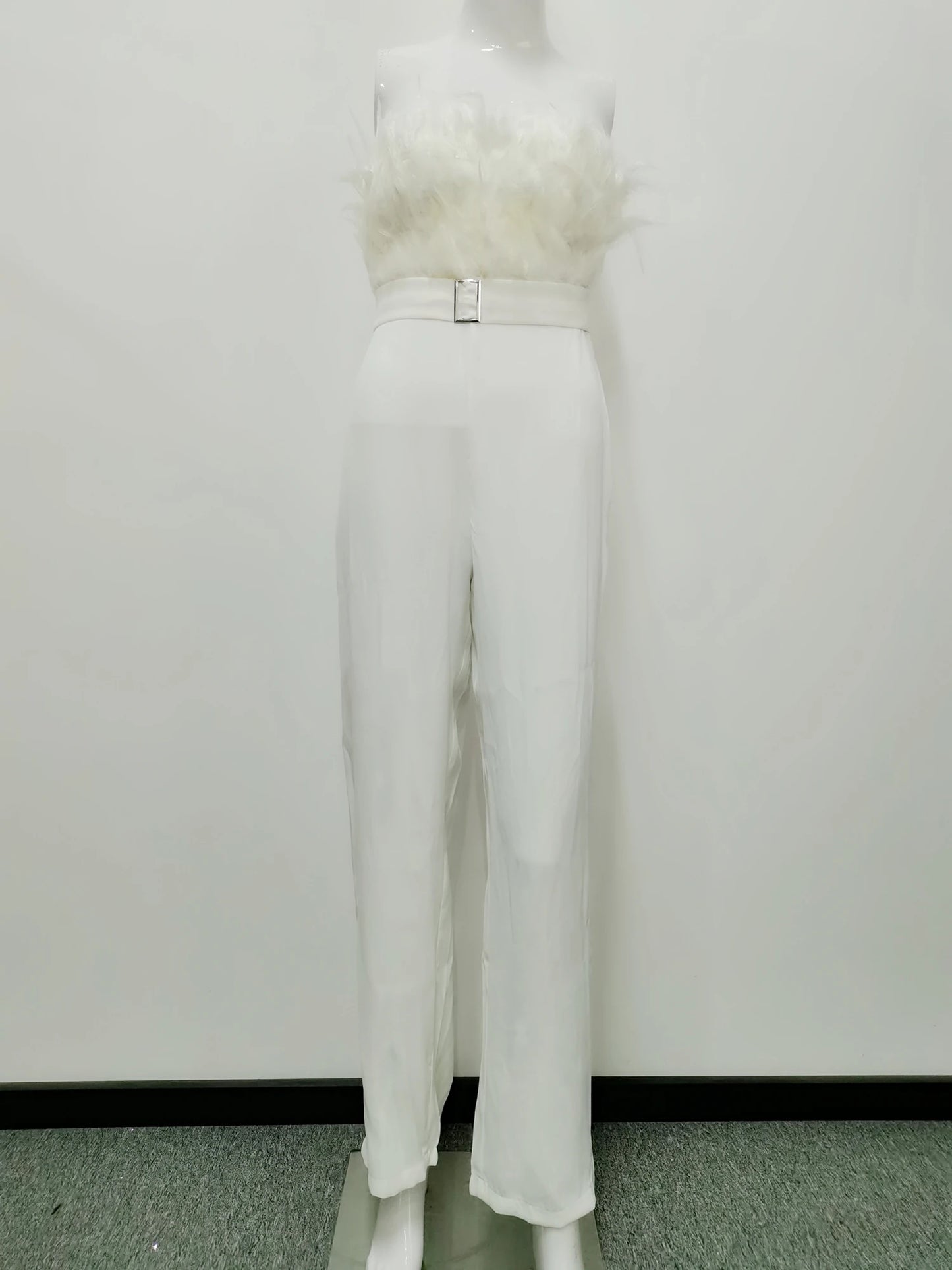 April | Long Jumpsuit Strapless Slash Neck