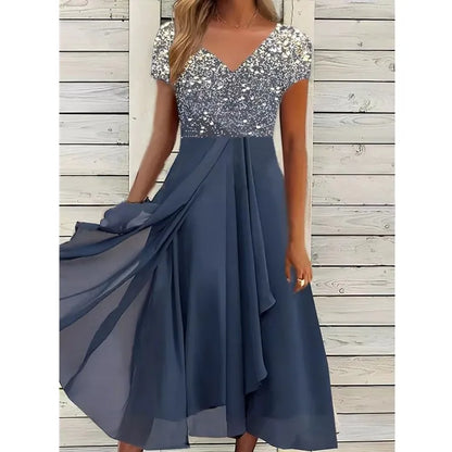 Olive | Chiffon Elegant Lace Patchwork Dress