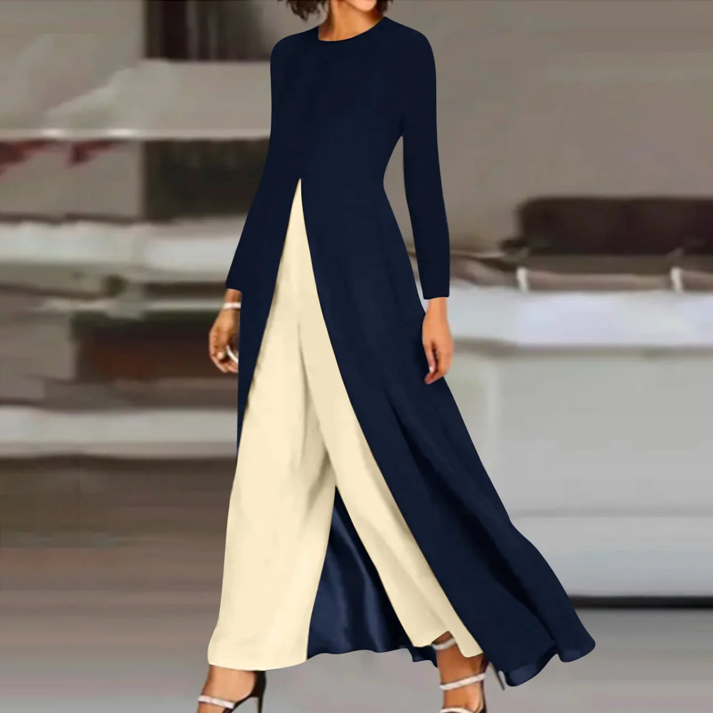 Carter | Square Collar Long Sleeve Long Jumpsuit