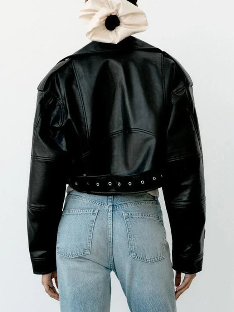 Reese | Oversized Loose Pu Faux Leather Short Jacket