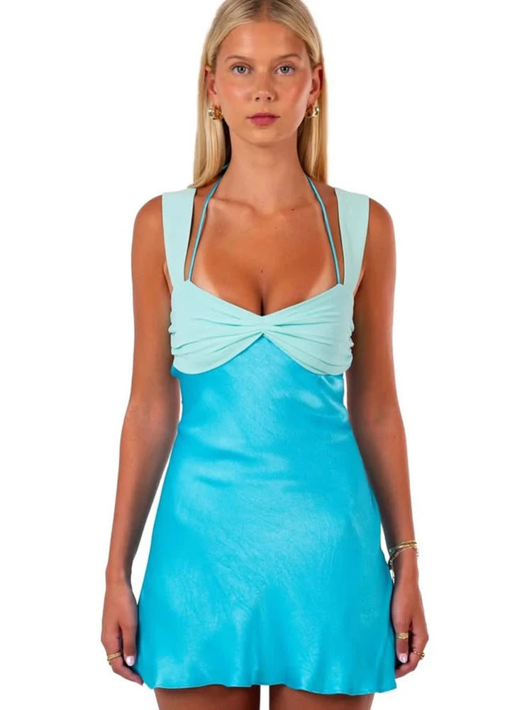 Sofie | Patchwork Sleeveless Sexy Mini Dress - TrendHavenCo