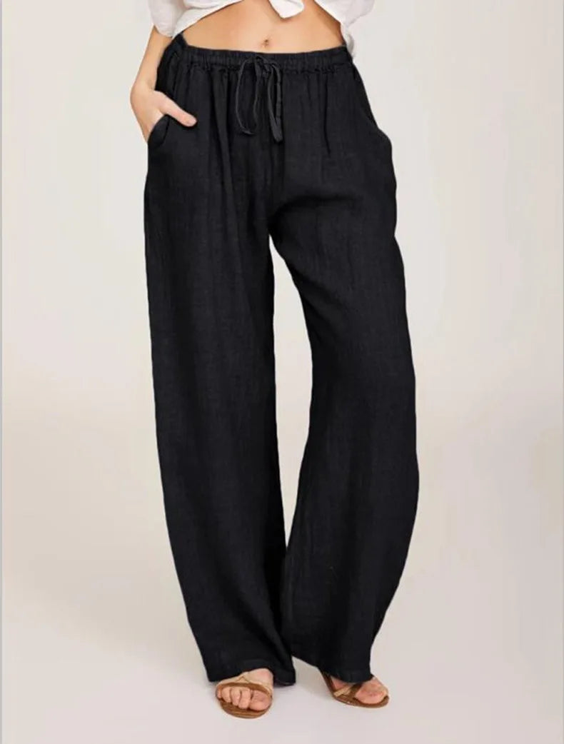 Summer and Autumn New Casual Women's Wear in Europe, America, and Europe Large Loose Cotton Hemp Casual Pants - TrendHavenCo