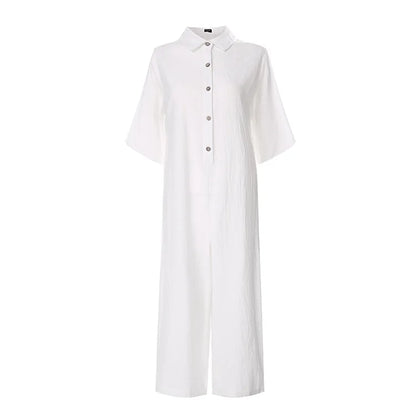 Amiyah | Cotton And Linen Loose Simple Jumpsuits