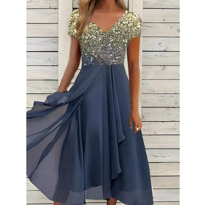 Olive | Chiffon Elegant Lace Patchwork Dress
