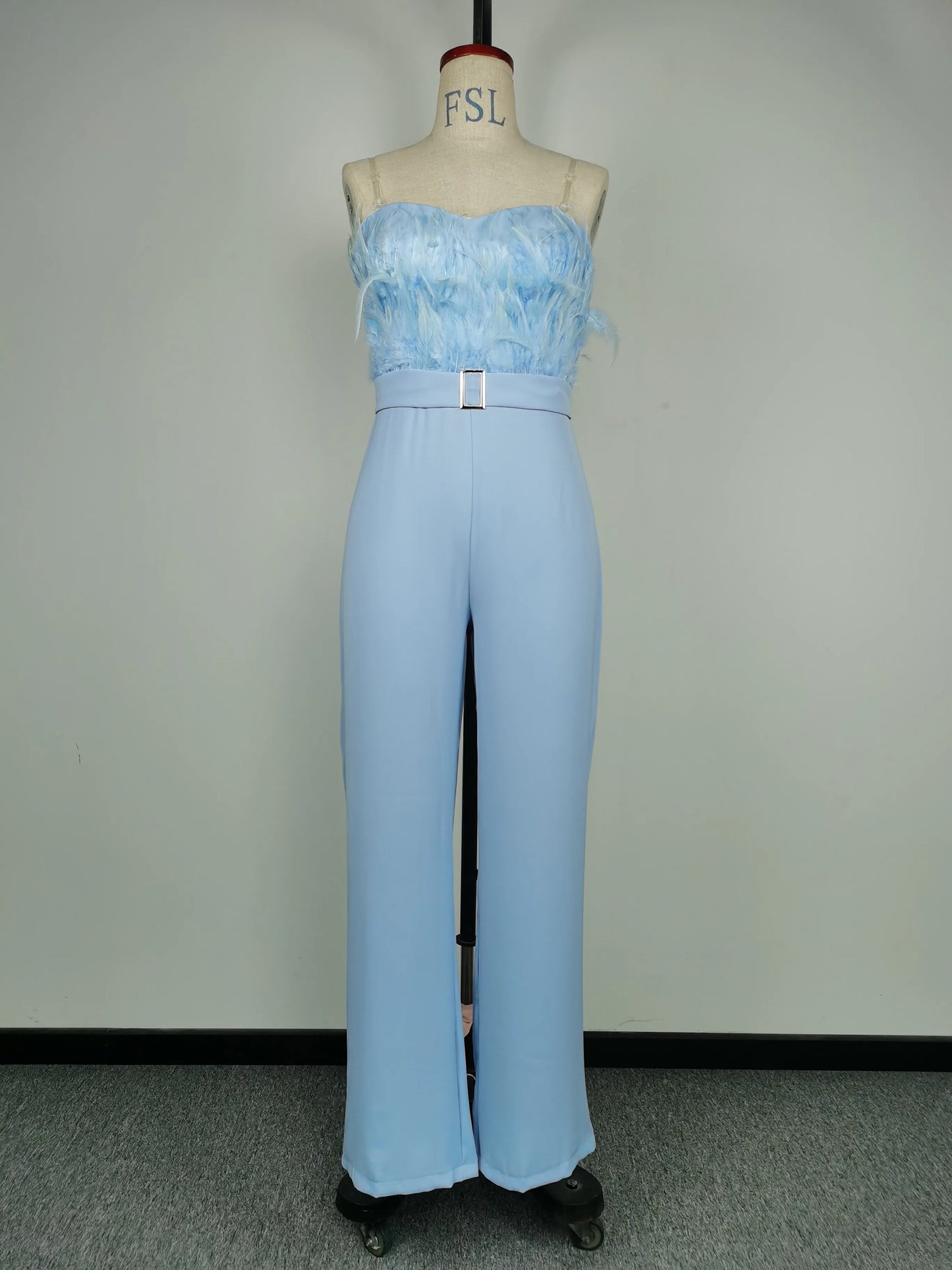 April | Long Jumpsuit Strapless Slash Neck
