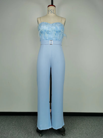 April | Long Jumpsuit Strapless Slash Neck
