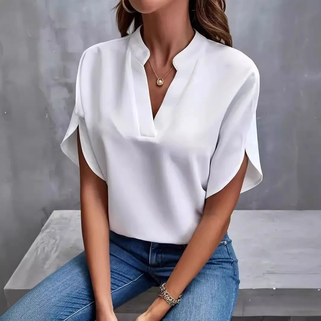 Maria | Casual Loose Solid Shirt Blouse - TrendHavenCo