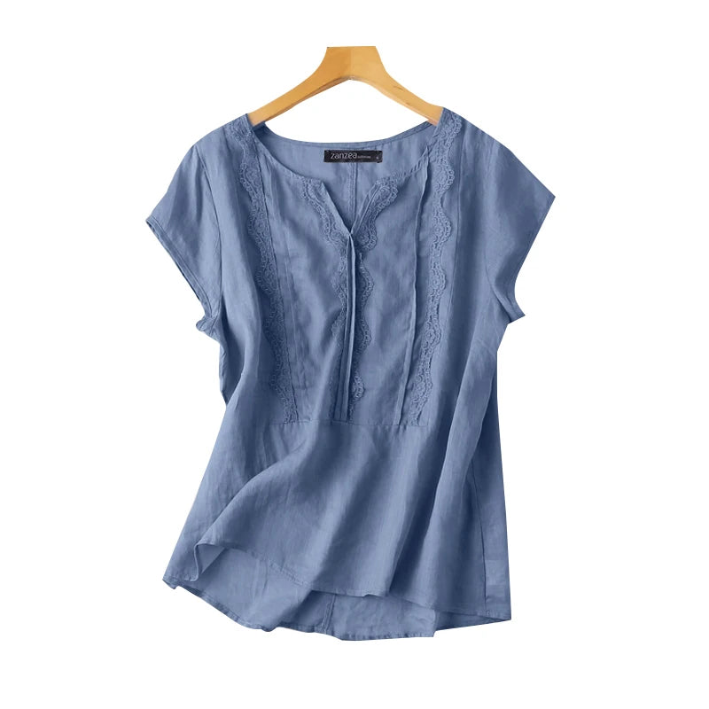 Venus | Casual Lace Stitching Tops Blouse - TrendHavenCo