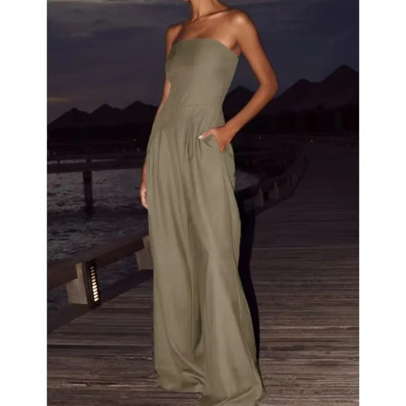 Remington | Strapless Loose Wide Legs Pants Romper