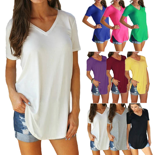 Xiomara | V-neck short sleeve loose T-shirt