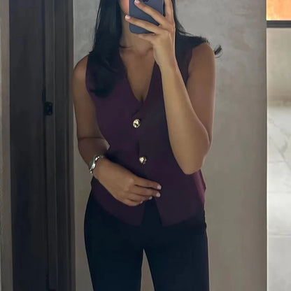 Alani | Knit Top Cropped Sleeveless Vests