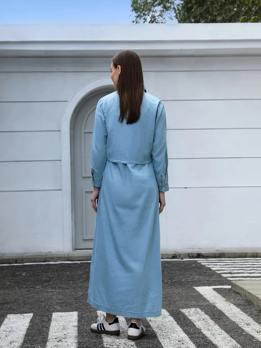 Mckenzie | Lightweight Denim Wrap Blouse & Slip Dress