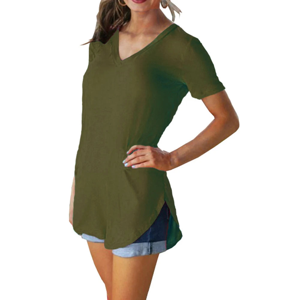Xiomara | V-neck short sleeve loose T-shirt