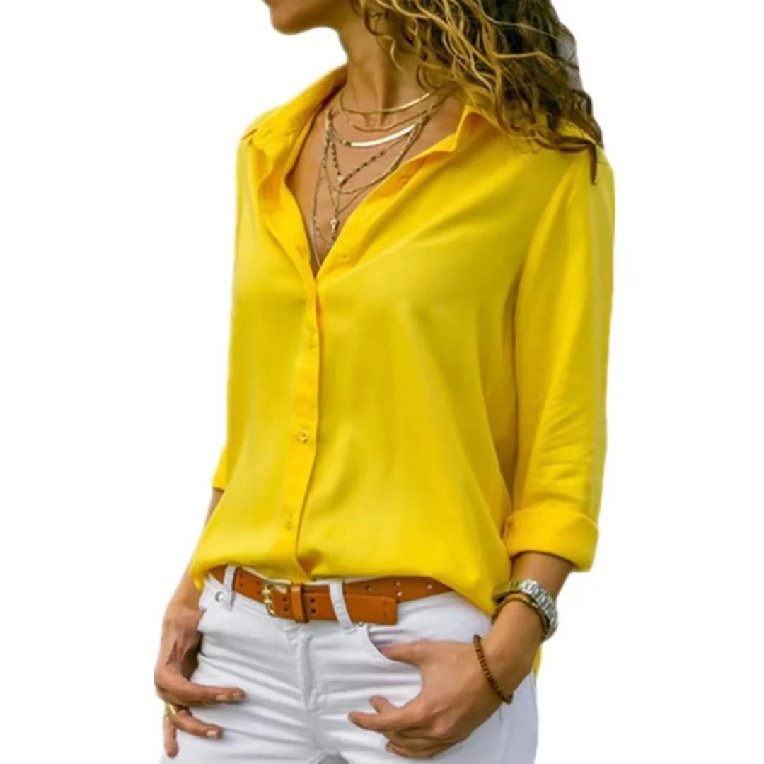 Charlotte | Chiffon Blouse Long Sleeve - TrendHavenCo