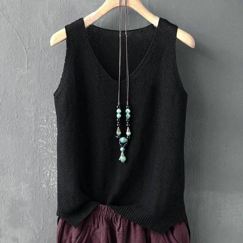 Elora | Sleeveless Knitted Blouse Shirt