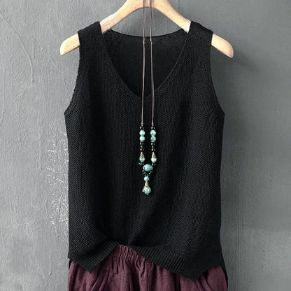 Elora | Sleeveless Knitted Blouse Shirt