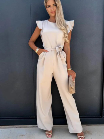 Arlette | Short Sleeve Wide Leg Jumpsuit