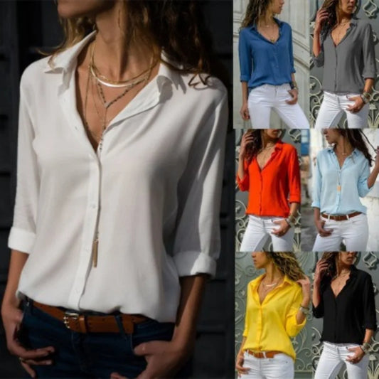 Charlotte | Chiffon Blouse Long Sleeve - TrendHavenCo