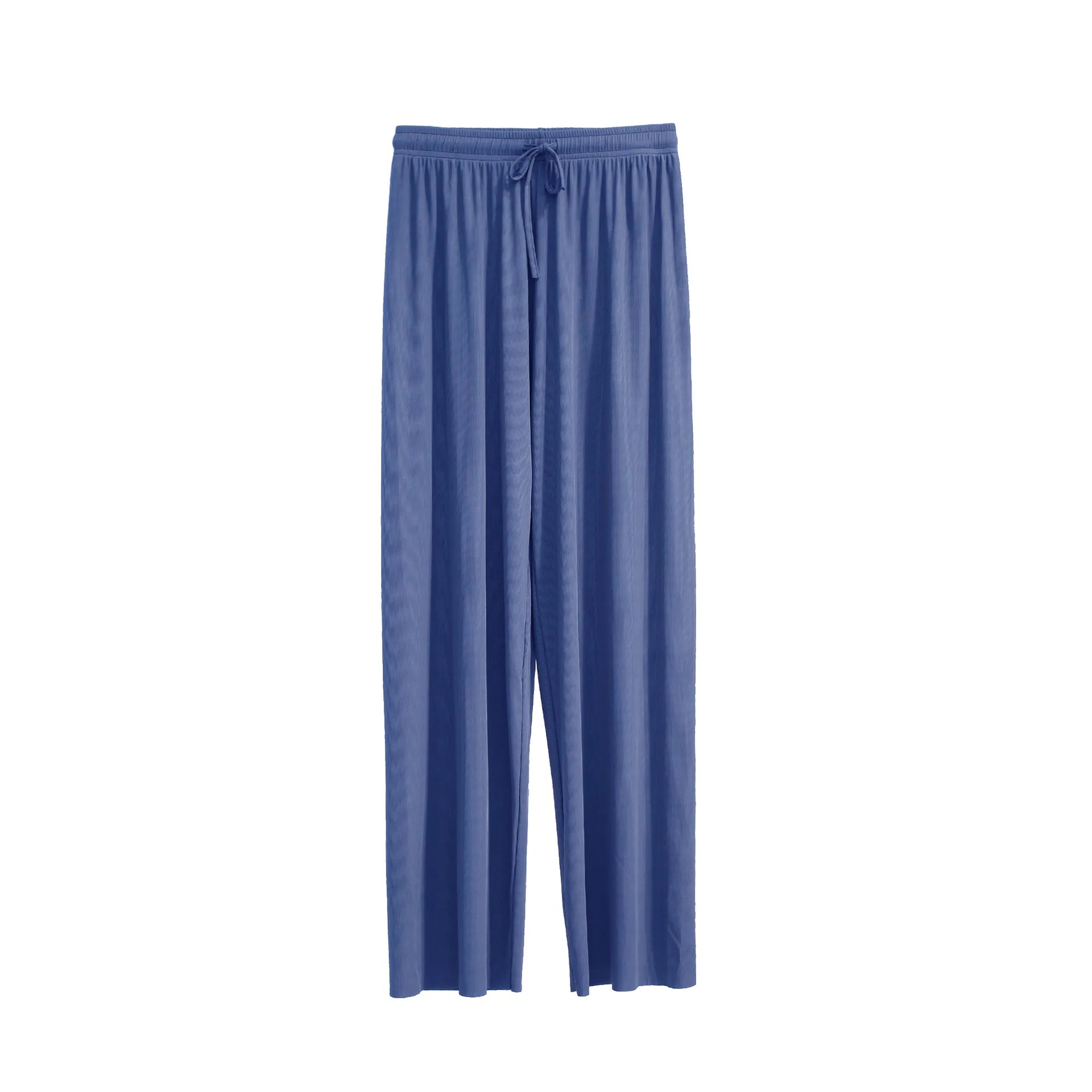 Women Ankle-Length Wide Leg Pants Casual Summer Solid Elastic Waist Loose Ice Silk Pants Spring Summer Female Trousers - TrendHavenCo