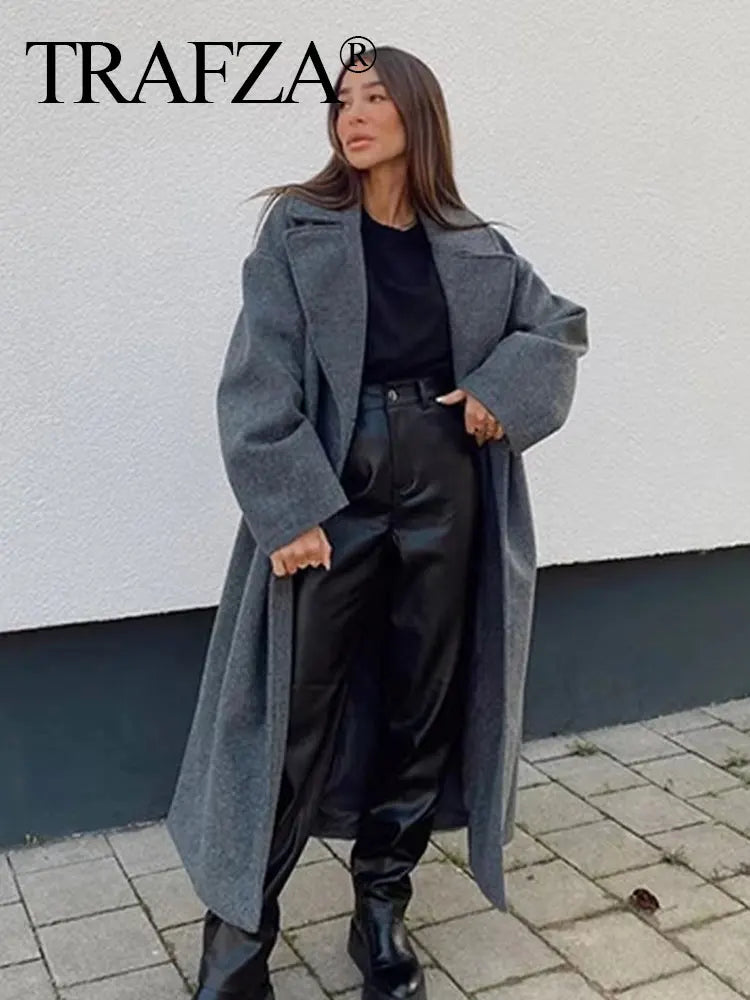 Ariella | Winter Coat Lapel Double Breasted Long Cardigan