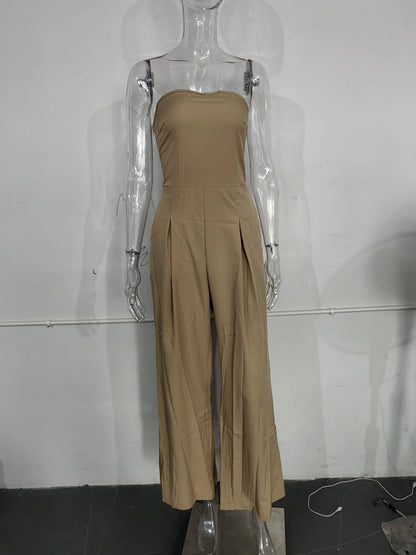 Remington | Strapless Loose Wide Legs Pants Romper