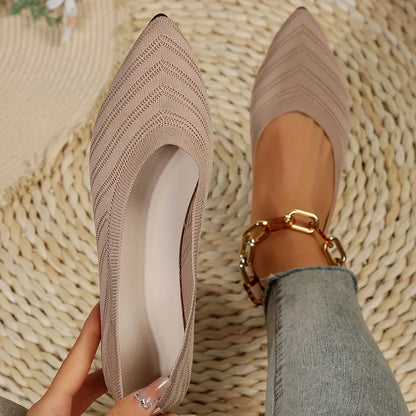 Mia | Pointed Toe Knitted Slip on Shoes - TrendHavenCo