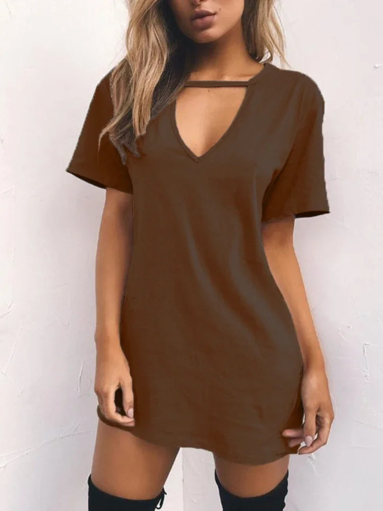 Ariyah | Sexy Wrap Deep V Neck Cut Out Loose Dress