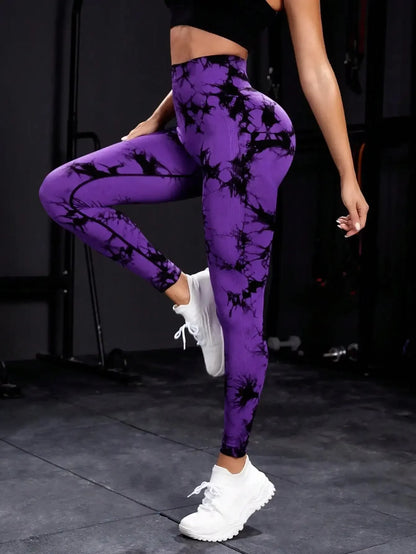 New Tie Dye Yoga Pants Sport Leggings Women Seamless High Waist Push Up Woman Tights Fitness Workout Leggins Gym Clothing - TrendHavenCo