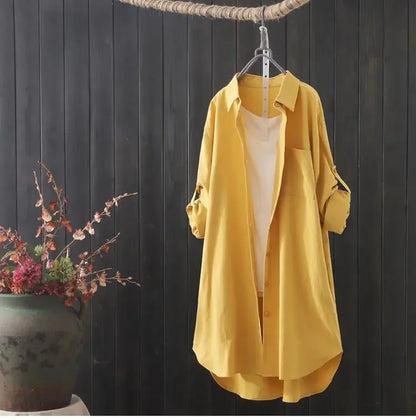 Sunny | Simple Solid Color Long Shirt Blouse