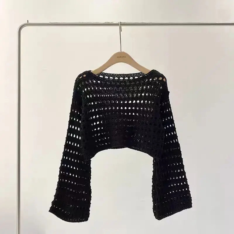 Michelle | Long Sleeve Crochet Knit Top