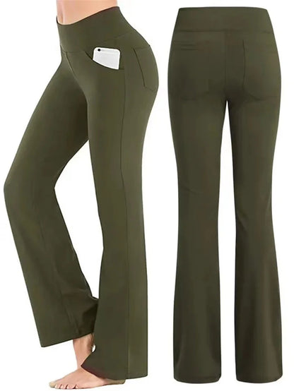 Elegant Women's Pants Palazzo Flared Wide Killer High Waist OL Ladies Career Long Trousers - TrendHavenCo