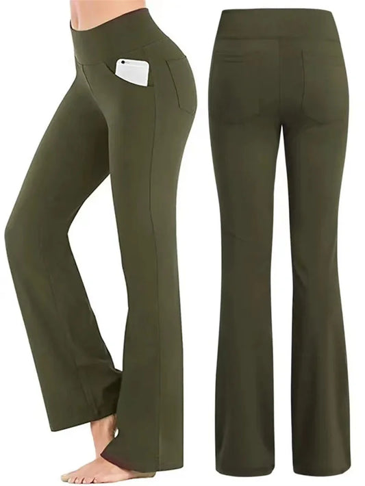 Elegant Women's Pants Palazzo Flared Wide Killer High Waist OL Ladies Career Long Trousers - TrendHavenCo