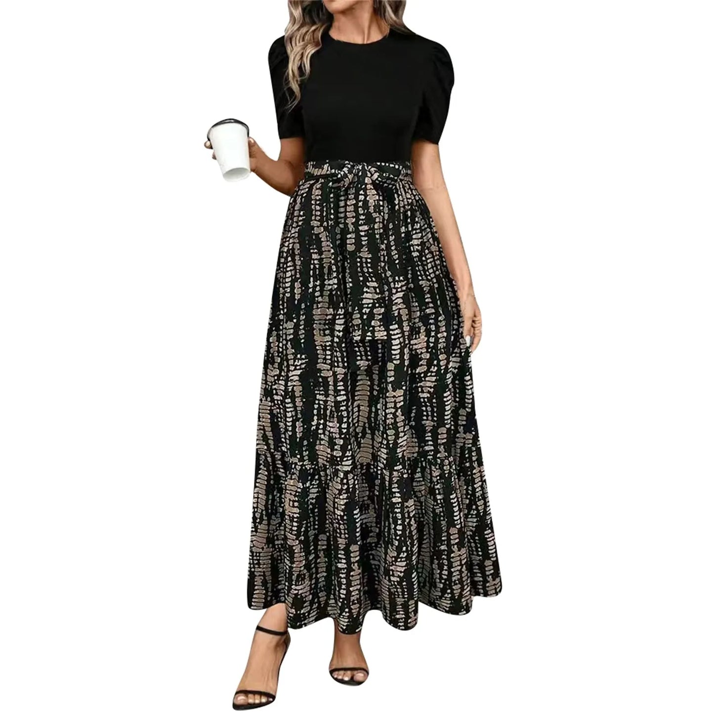 Amy | High Waist Floral Print Dress