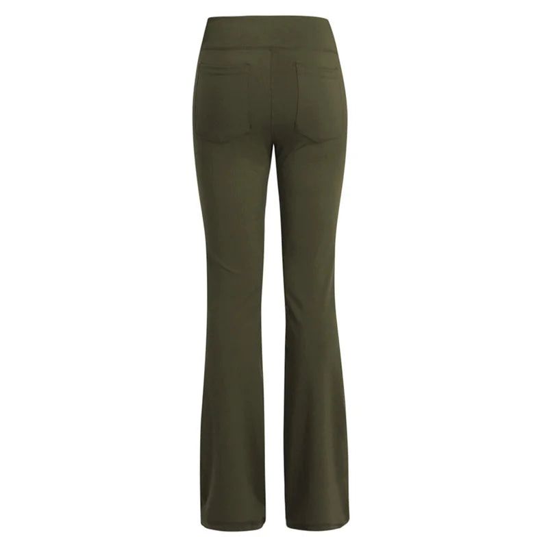 Elegant Women's Pants Palazzo Flared Wide Killer High Waist OL Ladies Career Long Trousers - TrendHavenCo