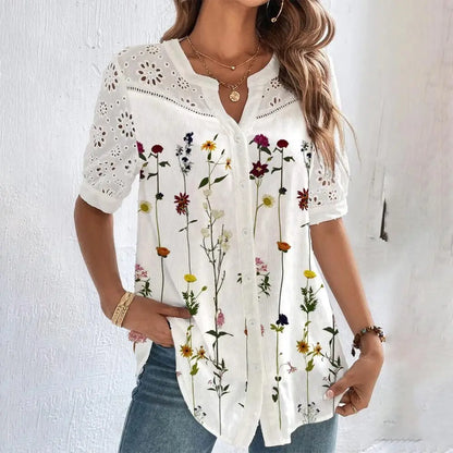 Trina | Casual Lace Woman Shirt - TrendHavenCo
